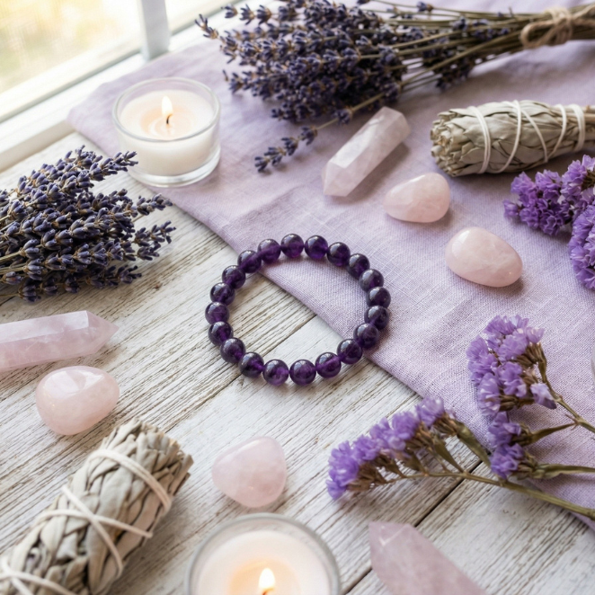 GemSense Amethyst Crystal Bracelet | For Anxiety & Spiritual Calm