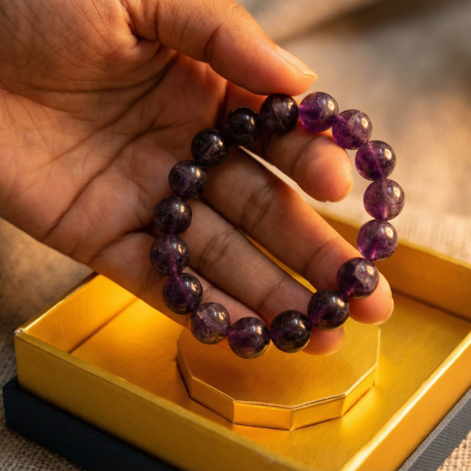 GemSense Amethyst Crystal Bracelet | For Anxiety & Spiritual Calm