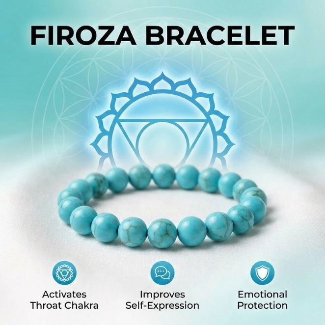 GemSense Turquoise (Firoza) Bracelet | For Communication, Protection & Peace