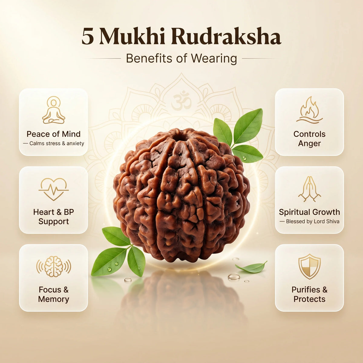 GemSense 5 Mukhi (Panchamukhi) Rudraksha bead — product view 3