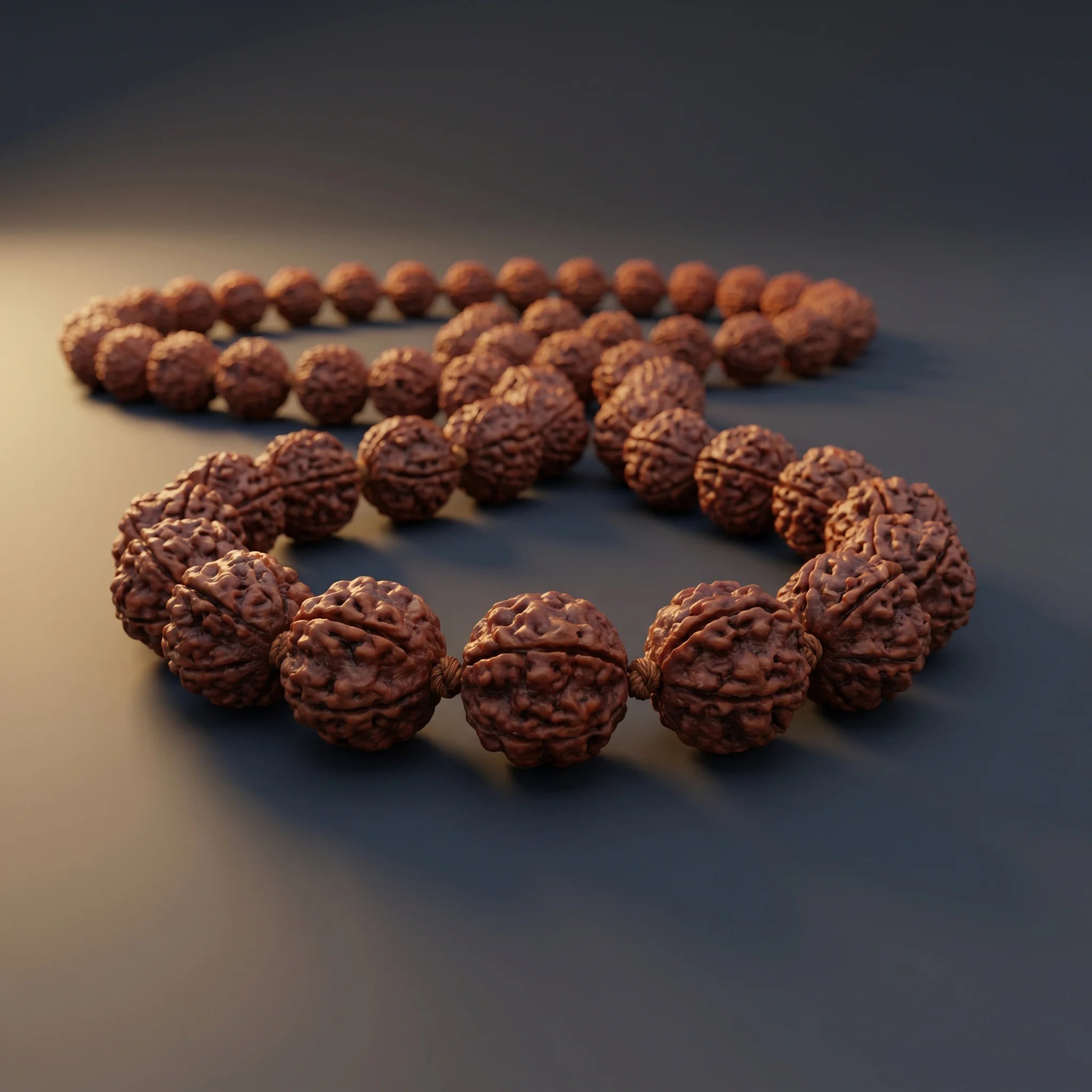 GemSense 5 Mukhi Rudraksha 32+1 bead mala — natural, lab-tested