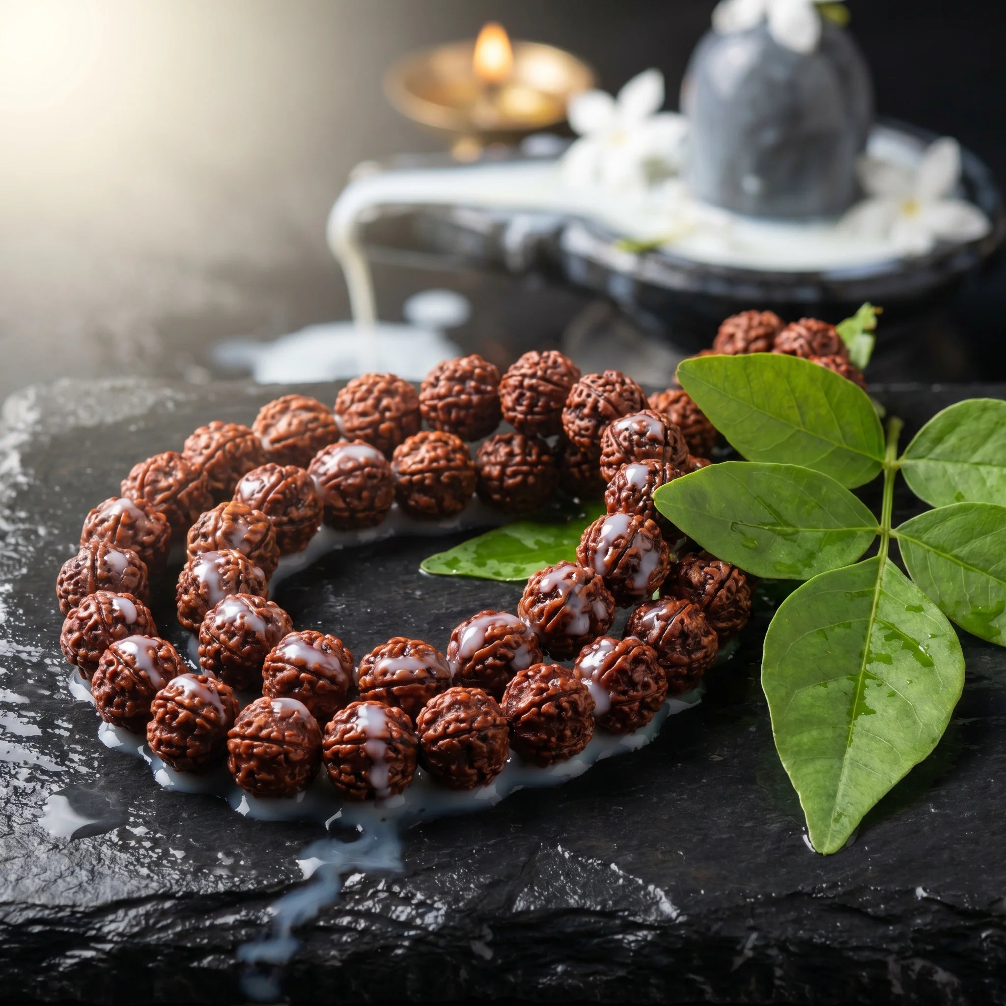 GemSense 5 Mukhi Rudraksha 32+1 bead mala — product view 4
