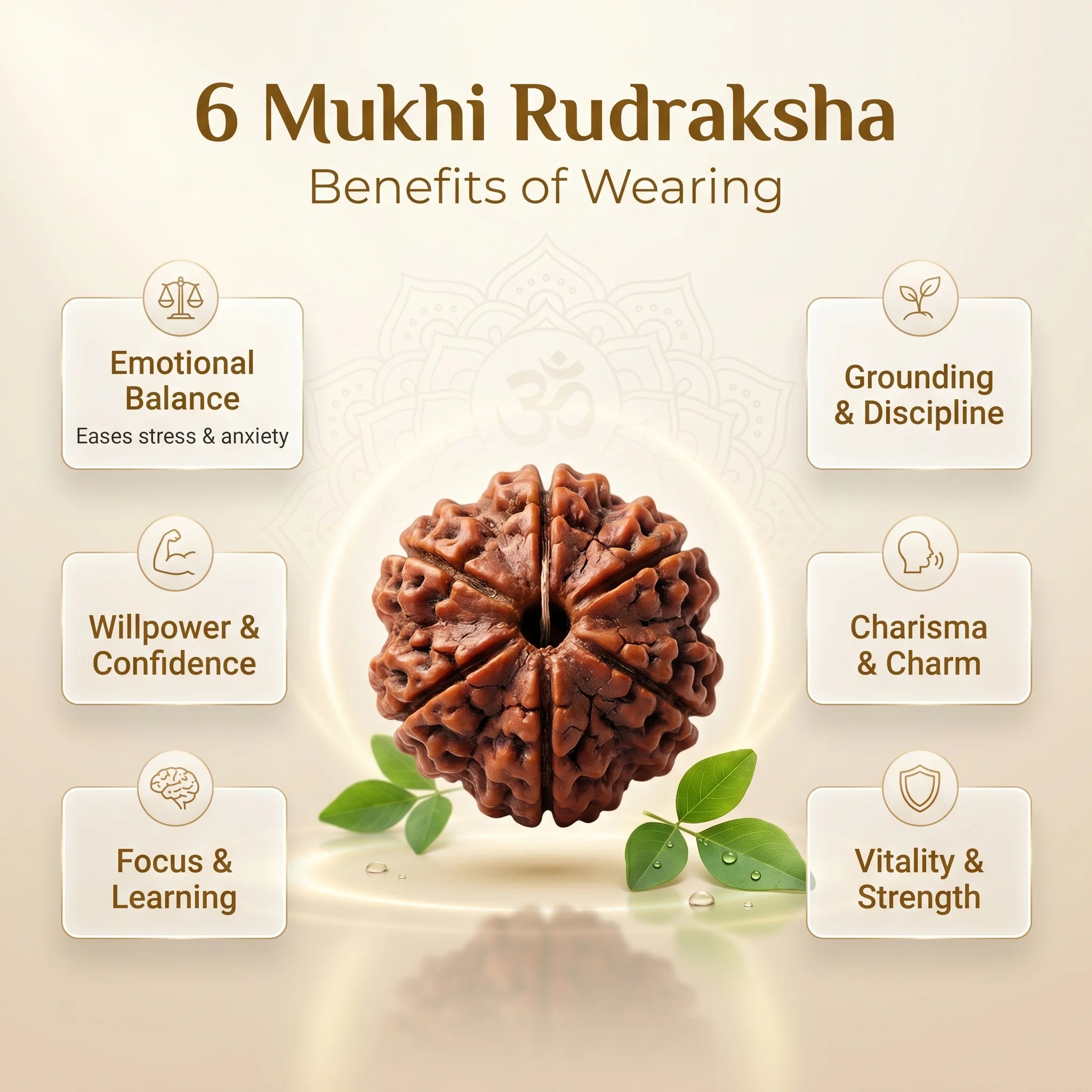 GemSense 6 Mukhi (Shanmukhi) Rudraksha bead — product view 3