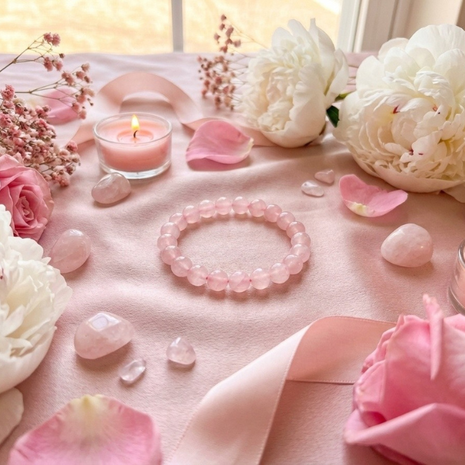 GemSense Rose Quartz Bracelet | For Self-Love, Heart Healing & Attract Love