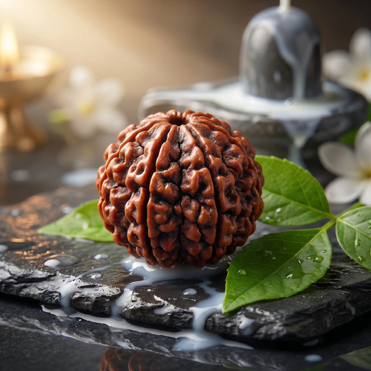 Natural 7 Mukhi (Saptamukhi) Rudraksha bead close-up — bead detail, GemSense