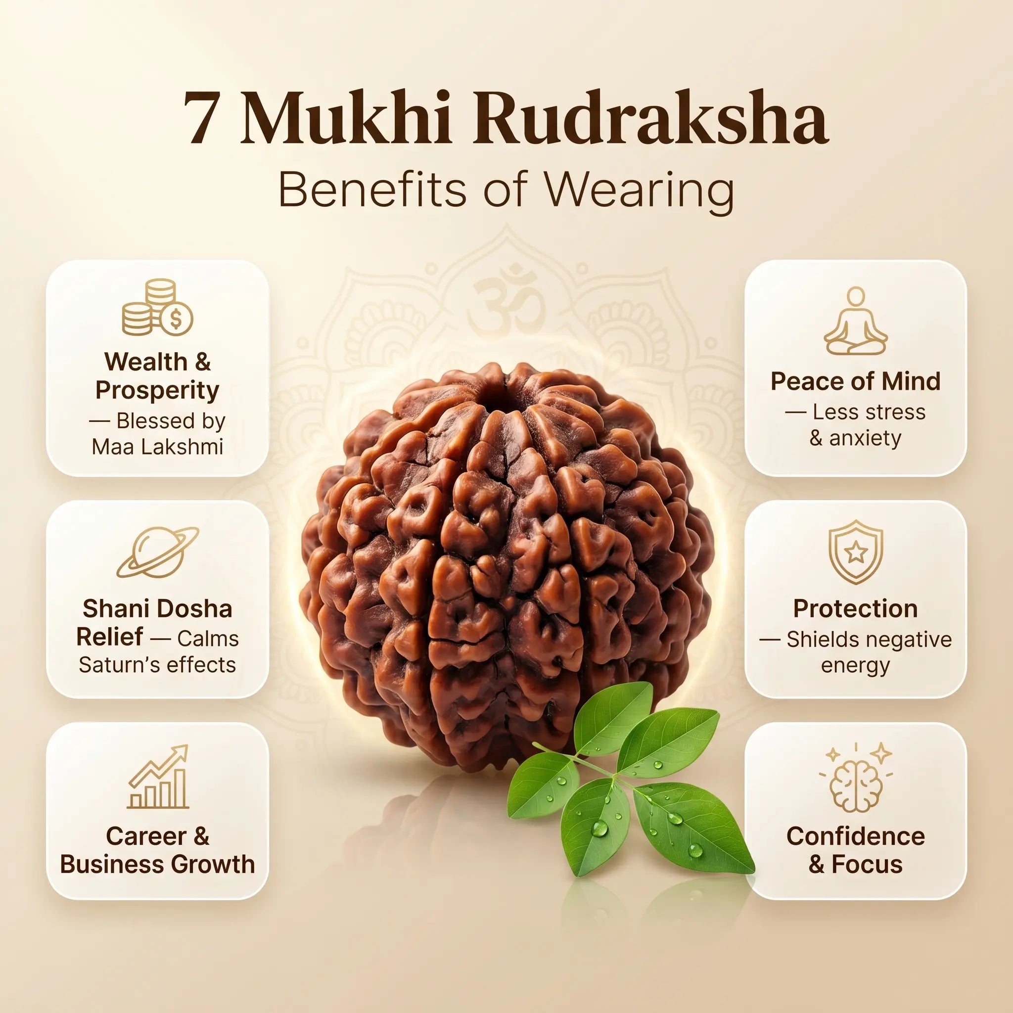 GemSense 7 Mukhi (Saptamukhi) Rudraksha bead — product view 3