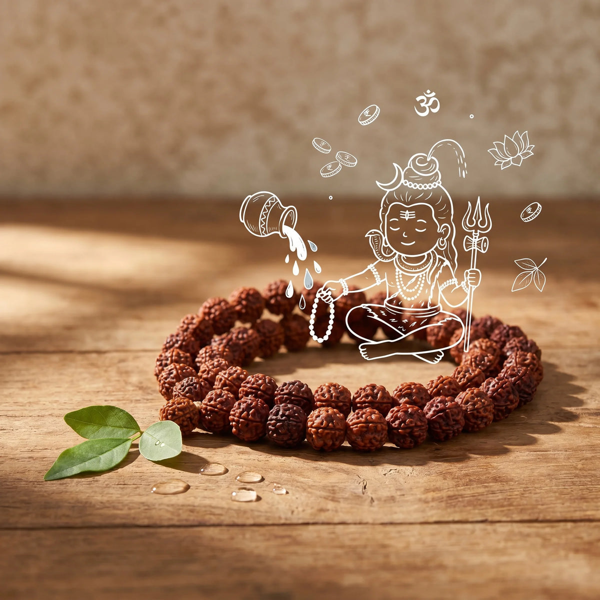 GemSense 7 Mukhi Rudraksha 32+1 bead mala — natural, lab-tested