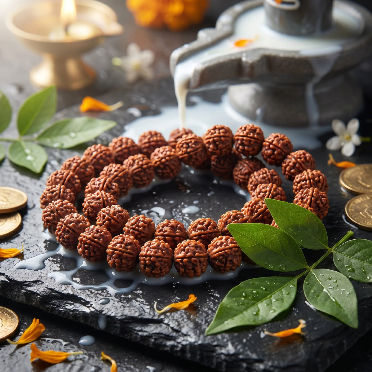 GemSense 7 Mukhi Rudraksha 32+1 bead mala — product view 3