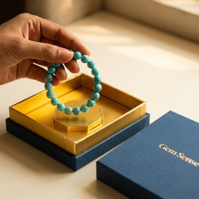 GemSense Turquoise (Firoza) Bracelet | For Communication, Protection & Peace