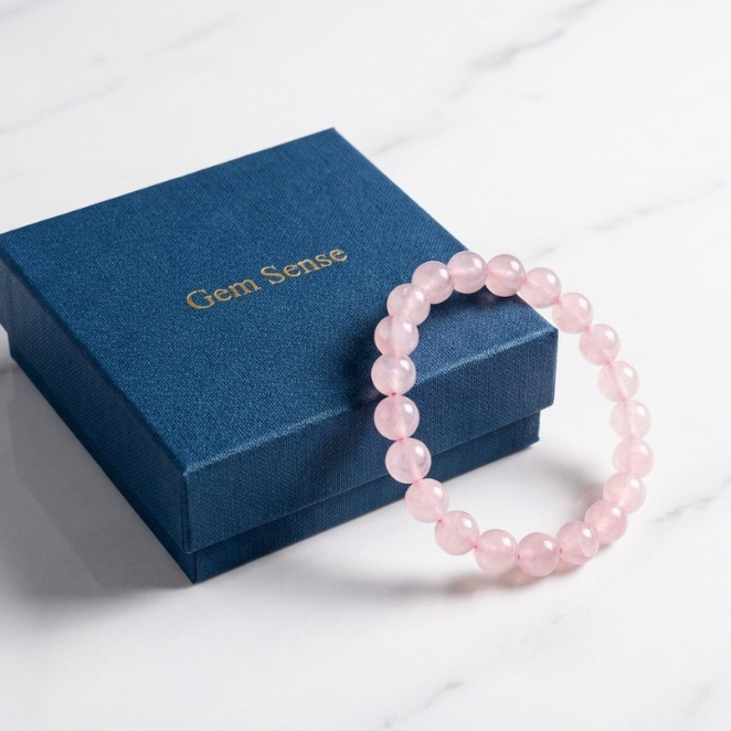 GemSense Rose Quartz Bracelet | For Self-Love, Heart Healing & Attract Love