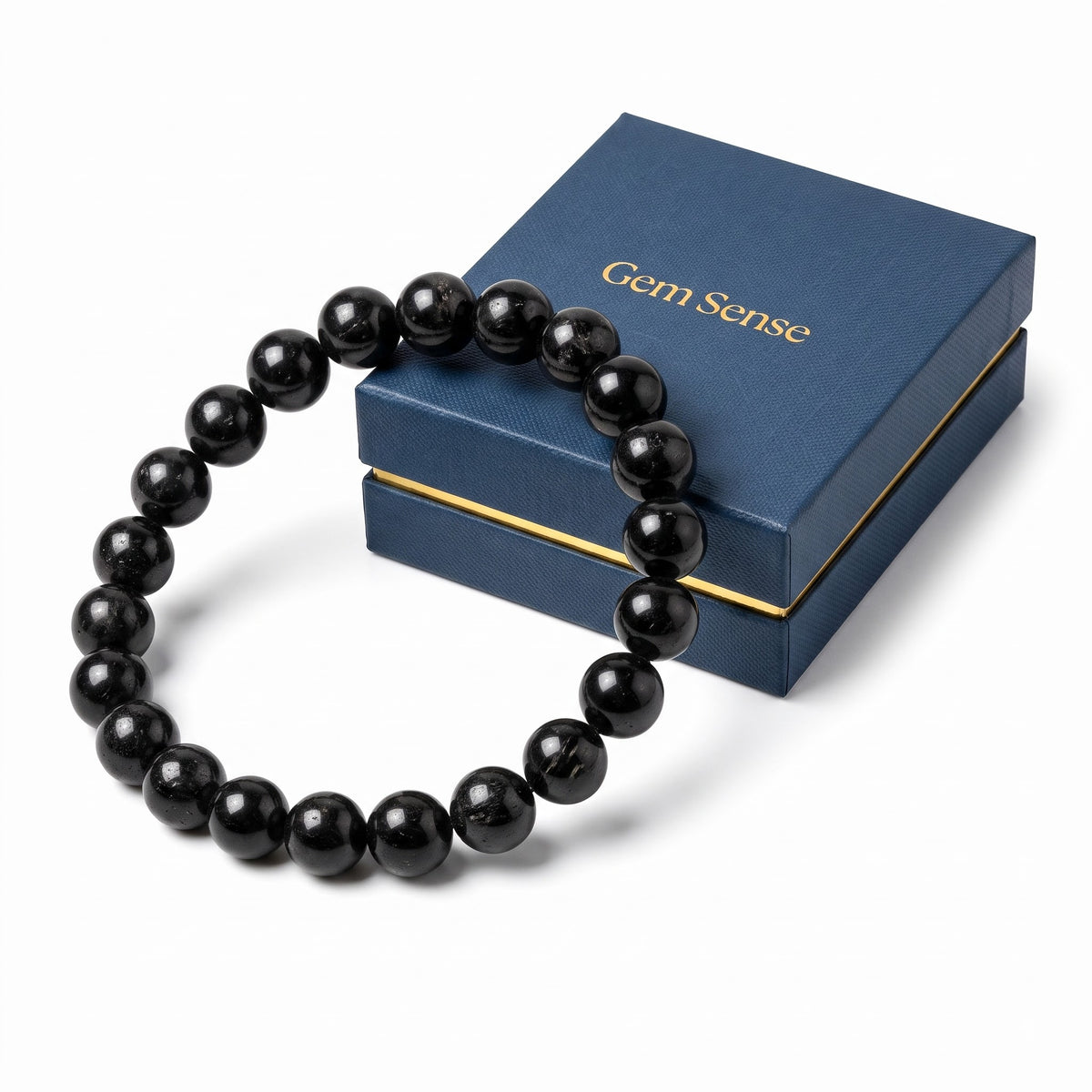 GemSense Black Tourmaline bracelet with premium gift box — natural protection stone
