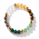 GemSense Dhan Yog bracelet — natural wealth stones with gold pyrite beads