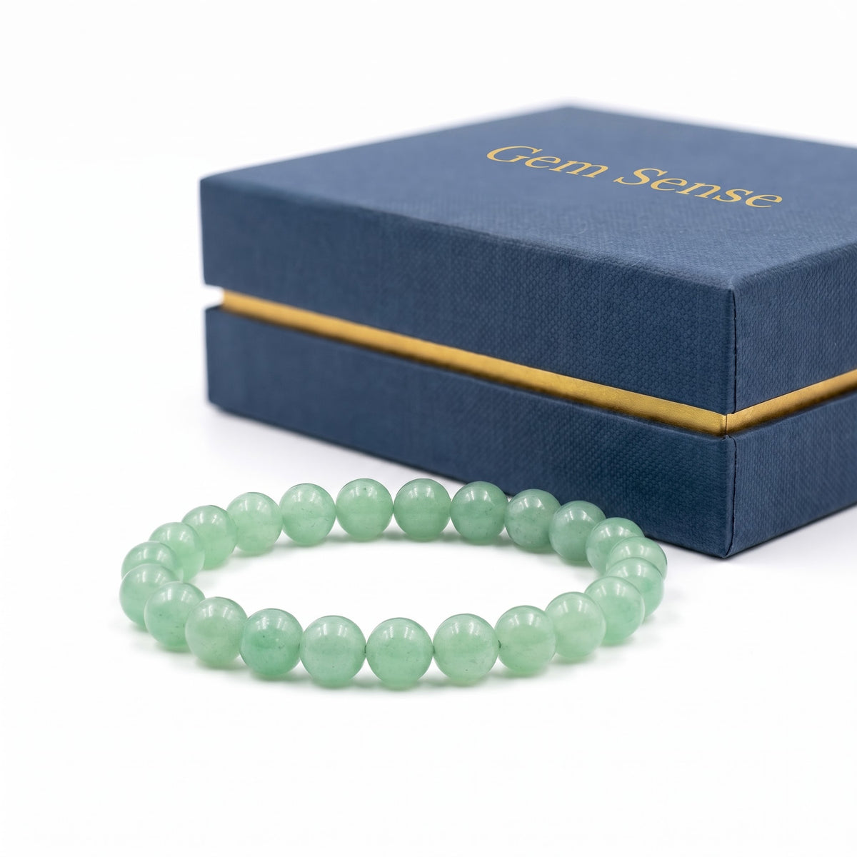 GemSense Green Aventurine crystal bracelet — natural, SGL lab-certified