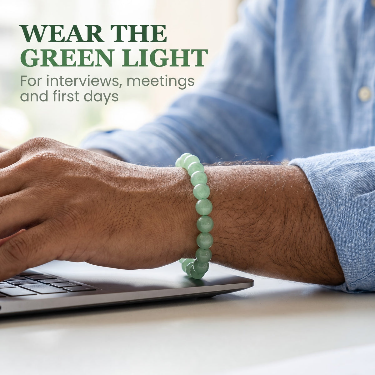 GemSense Green Aventurine crystal bracelet — natural, SGL lab-certified