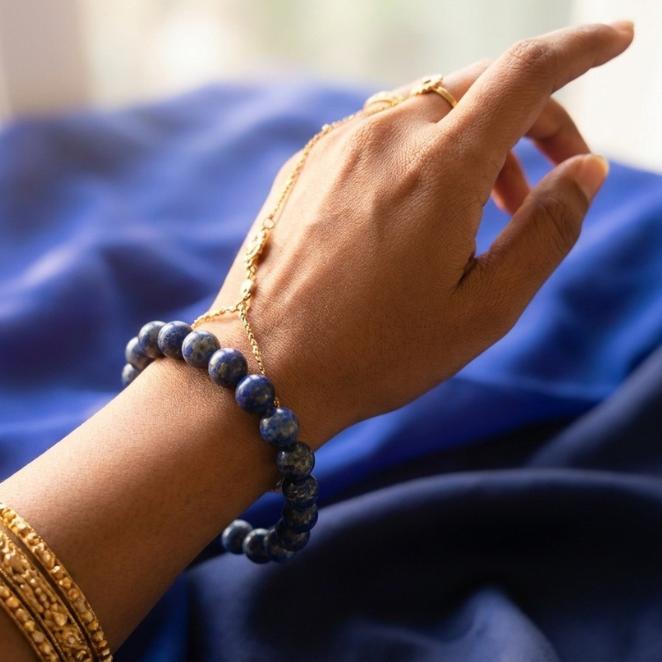 GemSense Lapis Lazuli crystal bracelet — natural, SGL lab-certified