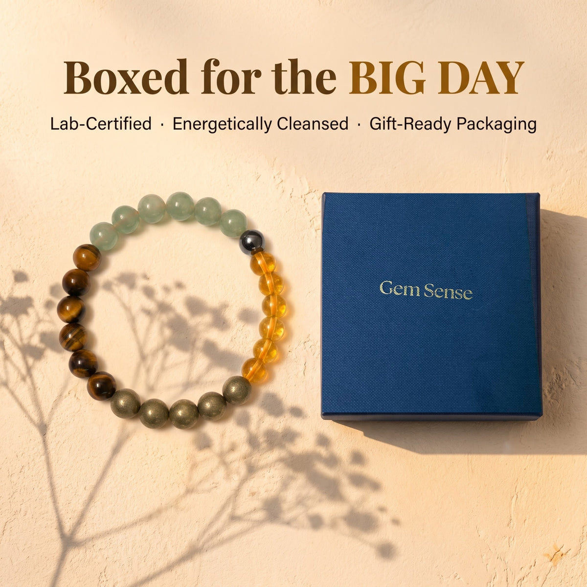 GemSense Money Magnet Bracelet with premium gift box - lab-tested natural stones, gift-ready
