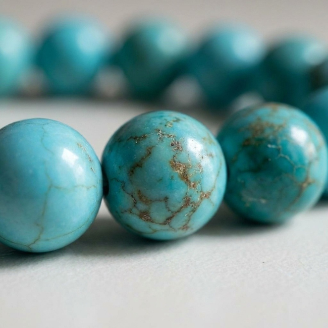 Natural Turquoise crystal bracelet close-up — bead detail, GemSense
