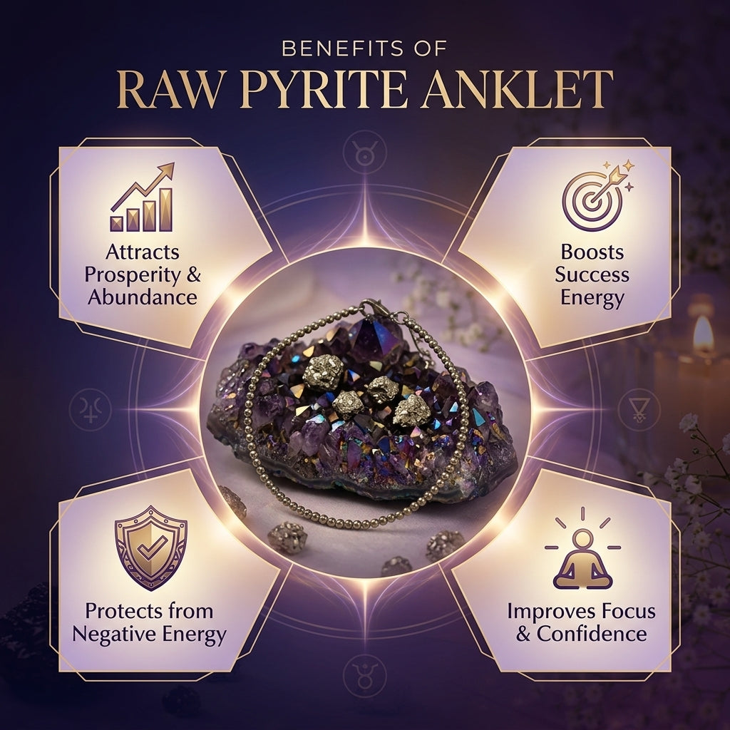 GemSense Pyrite crystal anklet — product view 3