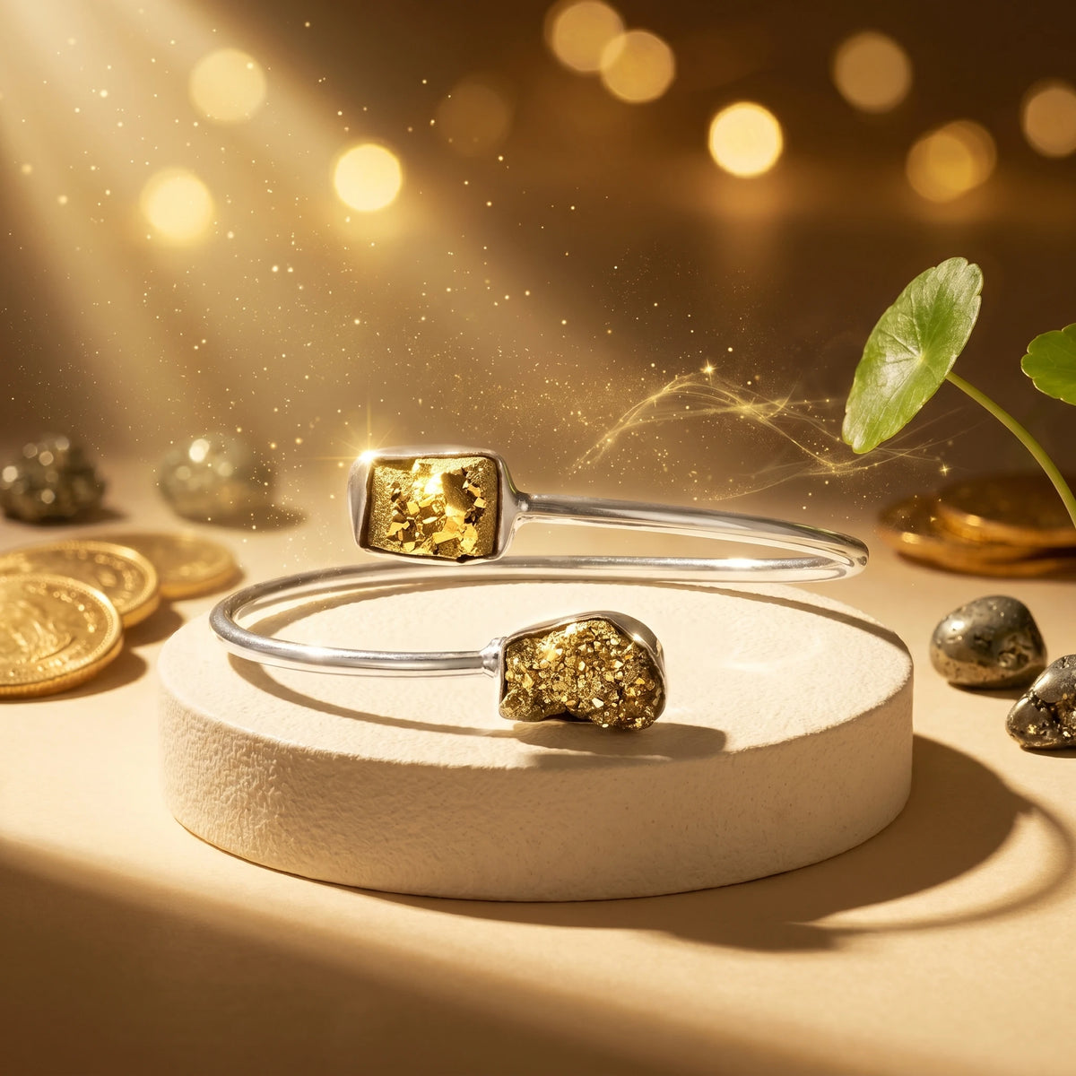 GemSense Pyrite crystal bangle (kada) — product view 5