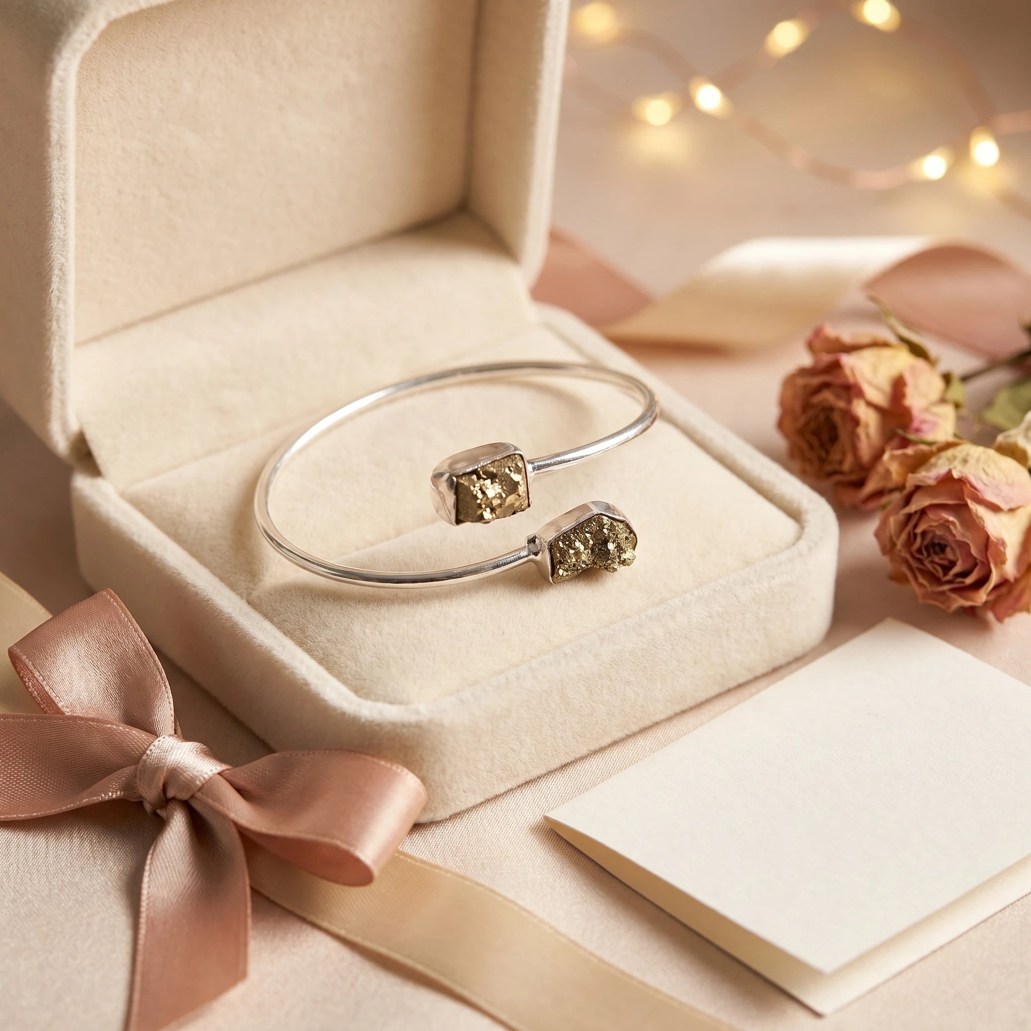 GemSense Pyrite crystal bangle (kada) — product view 6