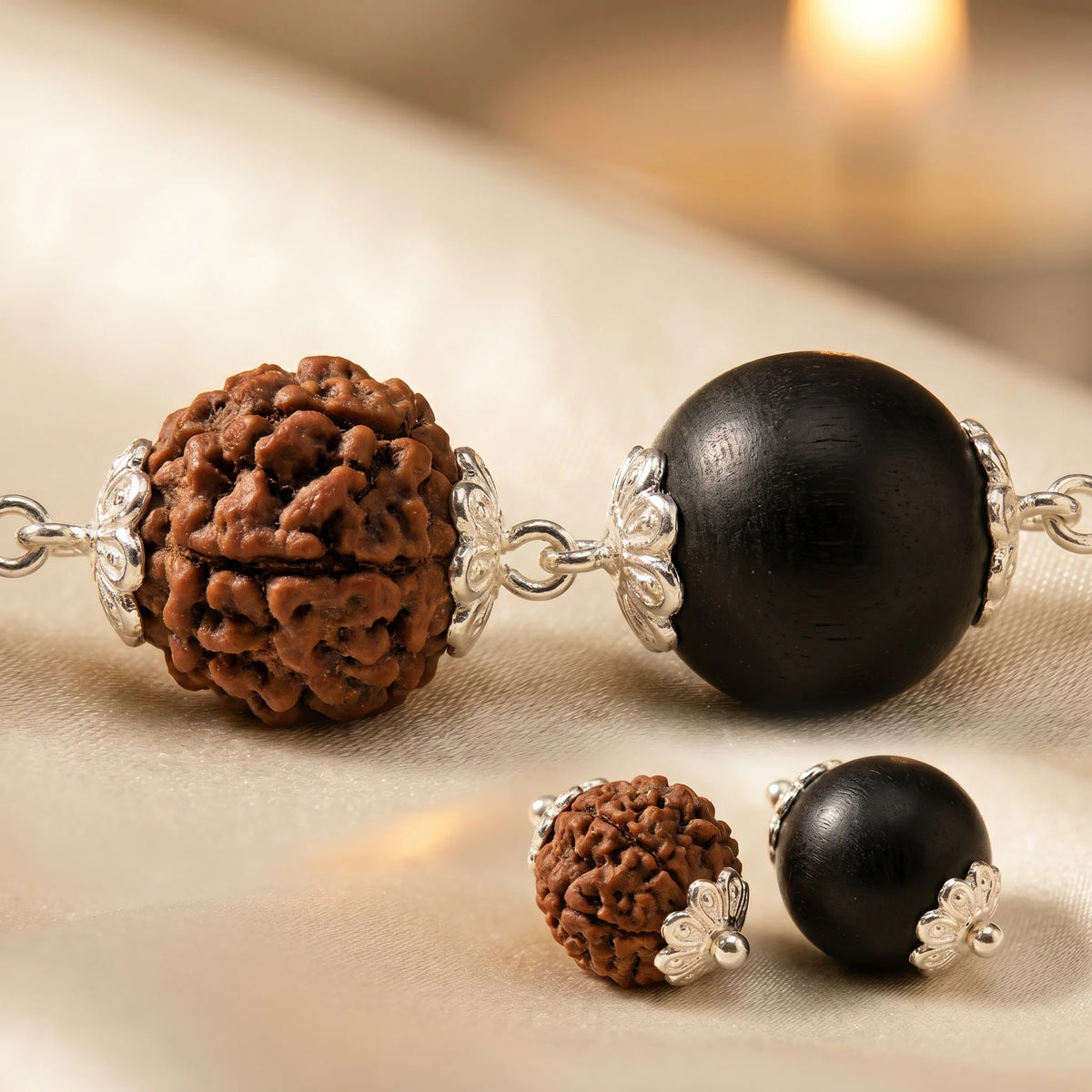 GemSense Rudraksha and Karungali (ebony) combination mala — product view 4