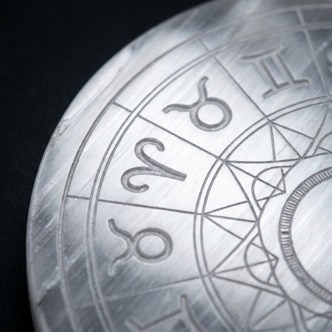 Natural Selenite crystal charging plate close-up — bead detail, GemSense