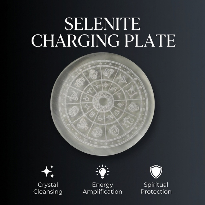 GemSense Selenite crystal charging plate — product view 3